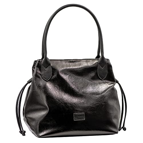 Gabor bags Granada Patent Damen Shopper Umhängetasche Reißverschluss Mittelgroß Schwarz von Gabor