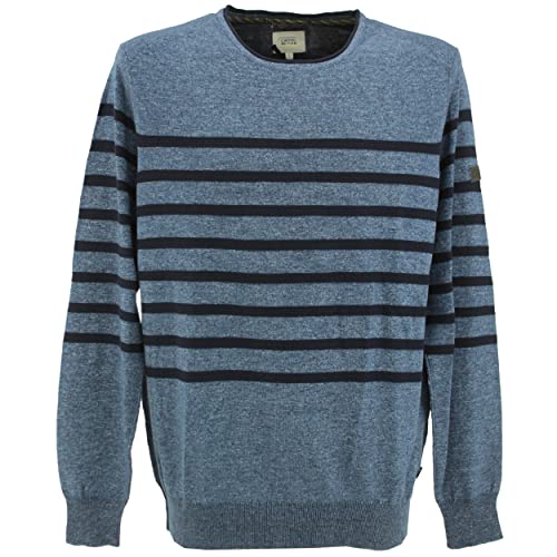 camel active, Herren Crew Neck Rundhals Pullover Pulli Feinstrick Blau Gestreift L von camel active