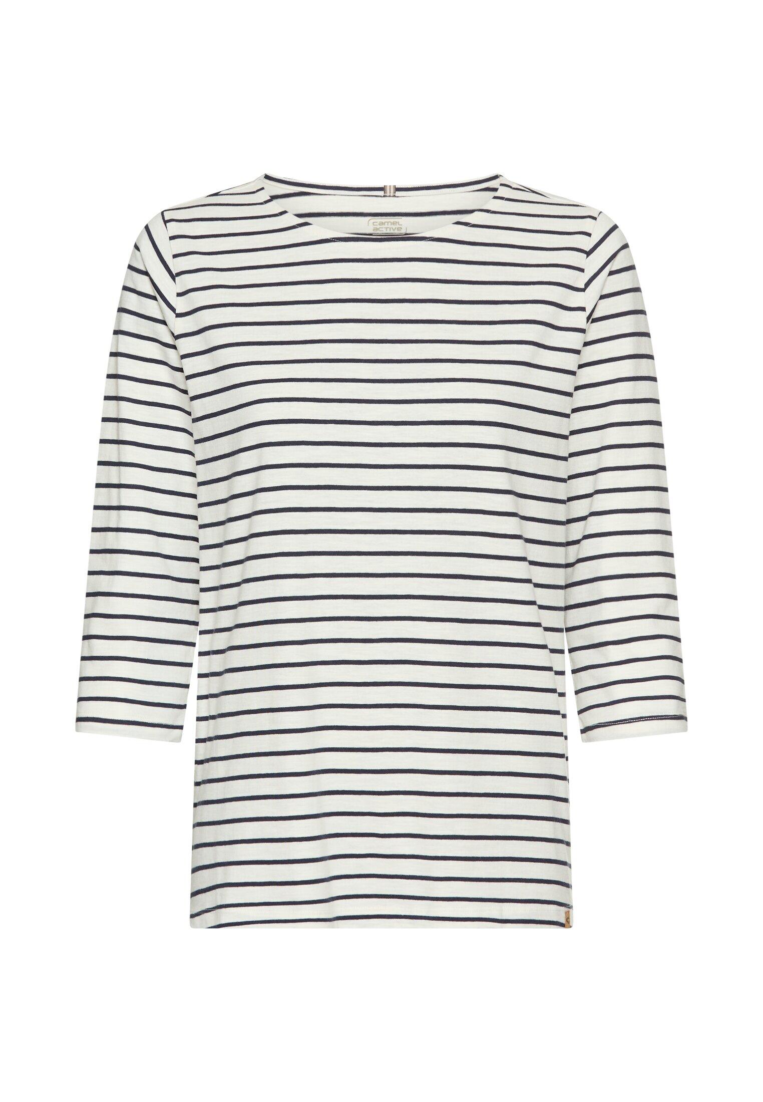 camel active - 3/4-Arm T-Shirt mit Seitenschlitzen night blue stripes - Gr. - XS von camel active