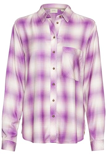 camel active Damen Karobluse aus Reiner Viskose Violett-Weiß, Womenswear-M von camel active