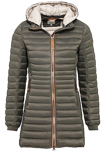 camel active Damen Leichter Wasserabweisende Steppmantel mit Abnehmbarer Kapuze Jacket, Dunkelgrün, 34 von camel active