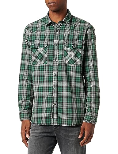 camel active Herren Kariertes Hemd aus Reiner Baumwolle Grün menswear-3XL von camel active