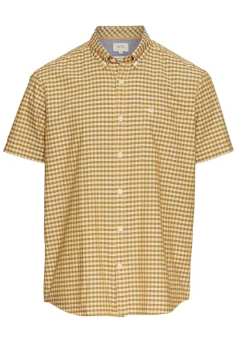 camel active Herren Kariertes Kurzarmhemd aus Baumwolle Orange, Menswear-M von camel active