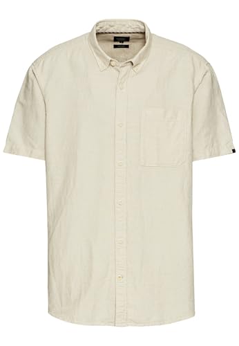 camel active Herren Kurzarmhemd aus einem Baumwoll-Leinenmix Beige, Menswear-XXL von camel active