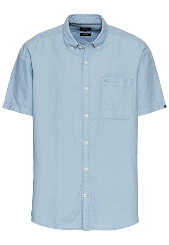 camel active Herren Kurzarmhemd aus einem Baumwoll-Leinenmix Hellblau, Menswear-L von camel active