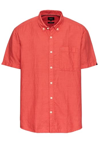 camel active Herren Kurzarmhemd aus einem Baumwoll-Leinenmix Rot, Menswear-XL von camel active