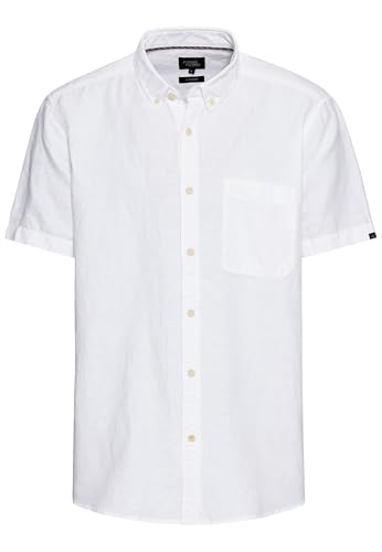 camel active Herren Kurzarmhemd aus einem Baumwoll-Leinenmix Weiß, Menswear-XXL von camel active