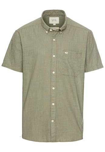 camel active Herren Kurzarmhemd mit Strukturmuster Dunkelgrün, Menswear-L von camel active