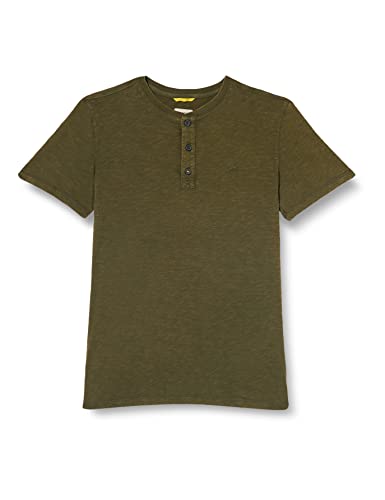 camel active Herren Kurzarm Henley Knopfleiste T-Shirt, Grün (Khaki), M von camel active