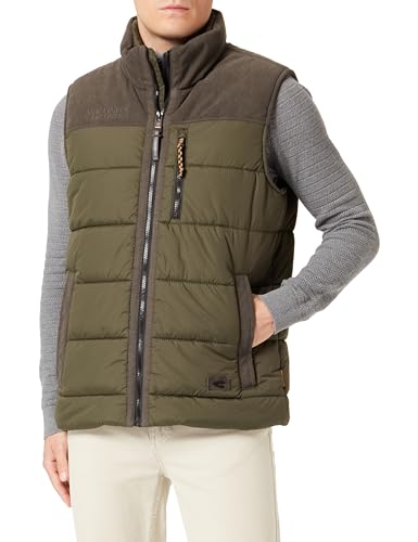 camel active Herren Outdoor Weste mit Stehkragen und Cordbesatz Dunkel Khaki, menswear-52 von camel active