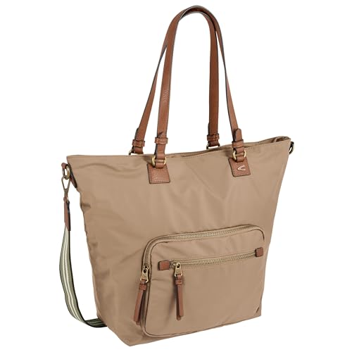 camel active Bari Damen Shopper Umhängetasche Reißverschluss Groß Beige von camel active