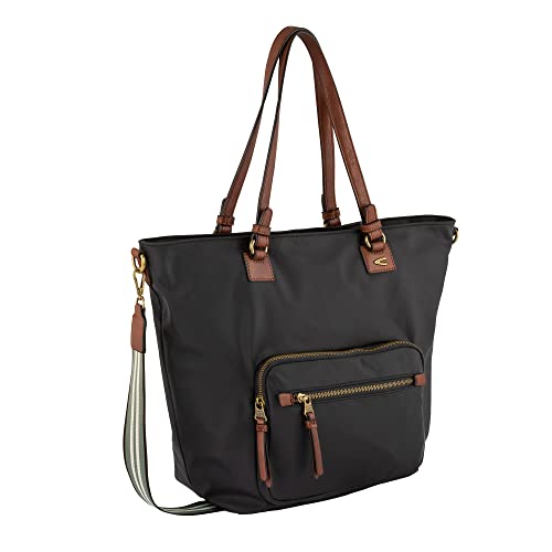 camel active Bari Damen Shopper Umhängetasche Reißverschluss Groß Schwarz von camel active