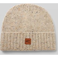 camel active Beanie aus Woll-Mix mit Label-Patch in Beige Melange, Größe 1 von camel active