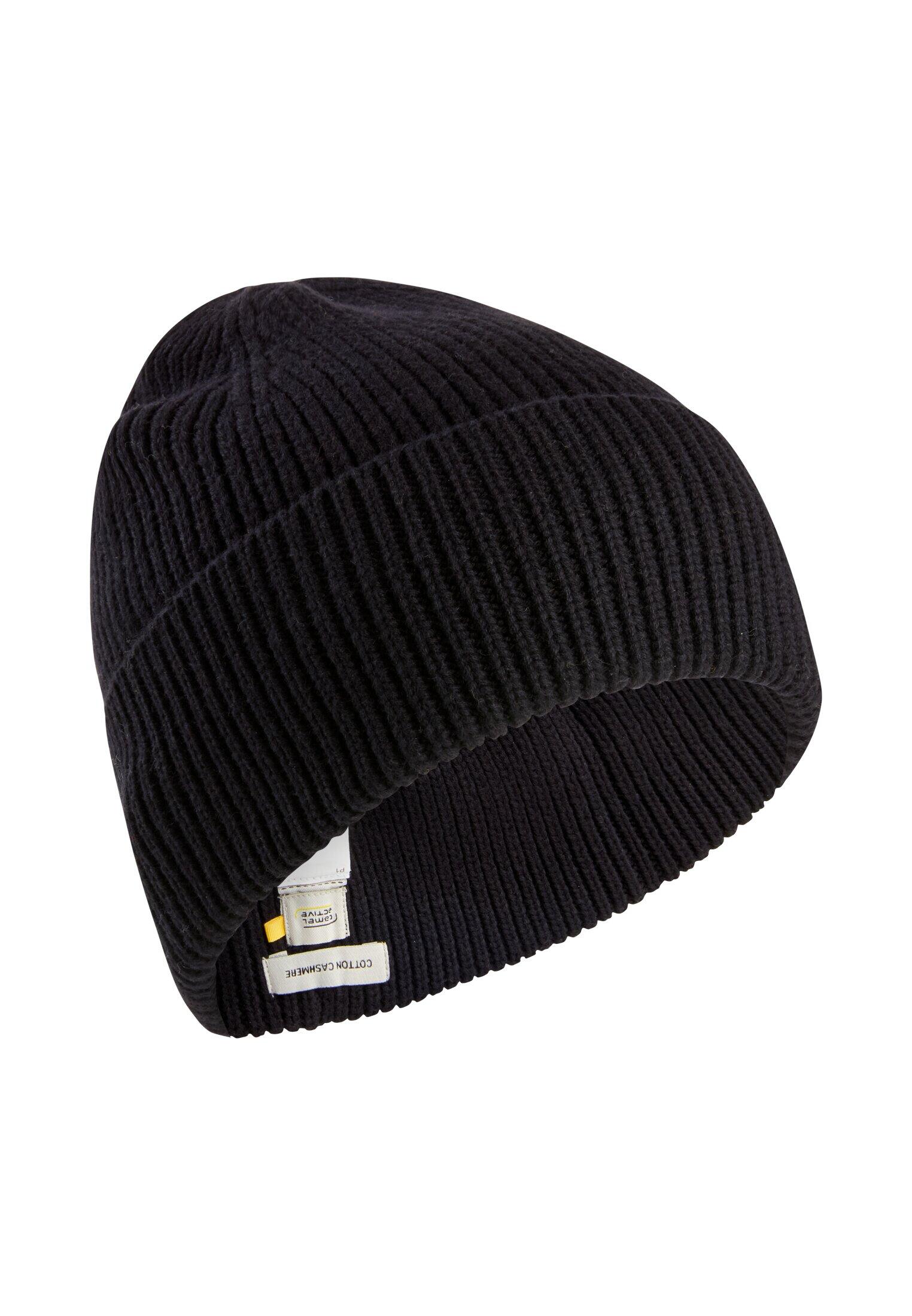 camel active - Beanie aus einem Baumwoll-Kaschmir Mix asphalt - Gr. - OS von camel active
