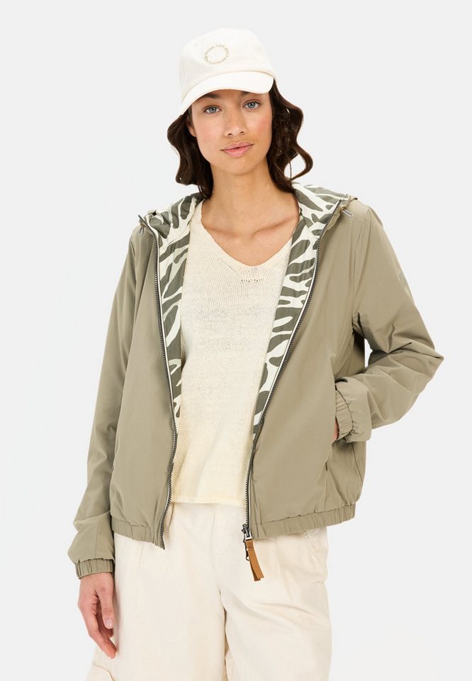 camel active Blouson mit Allover-Print und unifarbener Seite Langarm Markenlogo von camel active