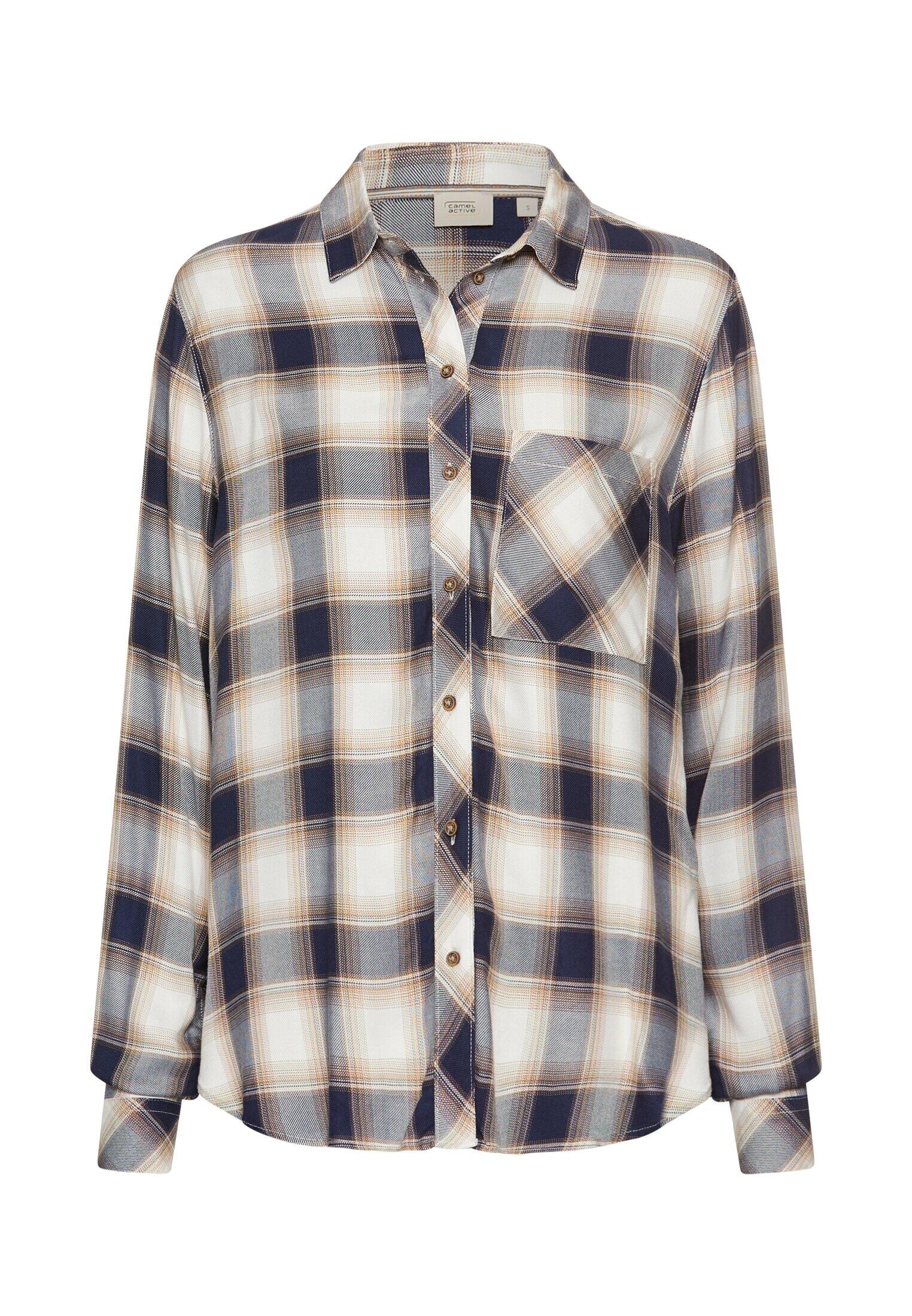 camel active - Bluse aus reiner Viskose milk white check - Gr. - M von camel active