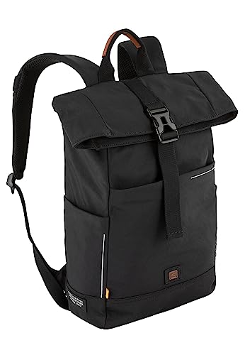 camel active Herren CITY Rucksack mit Reißverschluss und Überschlag Schwarz menswear-L von camel active
