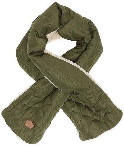 camel active Damen Gesteppter Schal mit Teddybesatz Khaki womenswear-OS von camel active