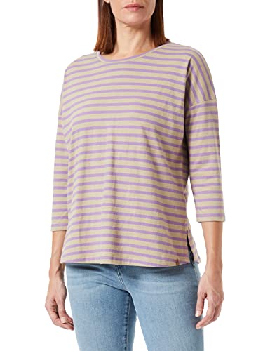 camel active Damen Streifenshirt aus Organic Cotton Beige-Lila Womenswear-L von camel active