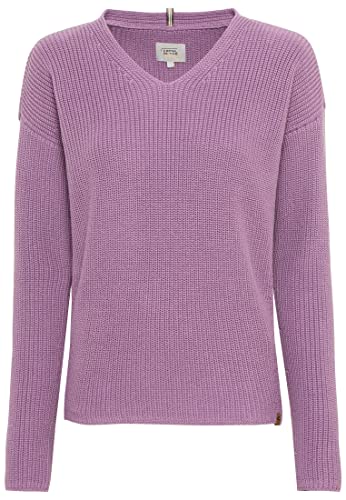 camel active Damen V-Neck Pullover aus Reiner Baumwolle Lila Womenswear-L von camel active