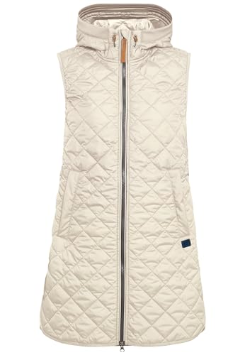 camel active Damen Lange Steppweste aus recyceltem Polyester Creme, womenswear-40 von camel active