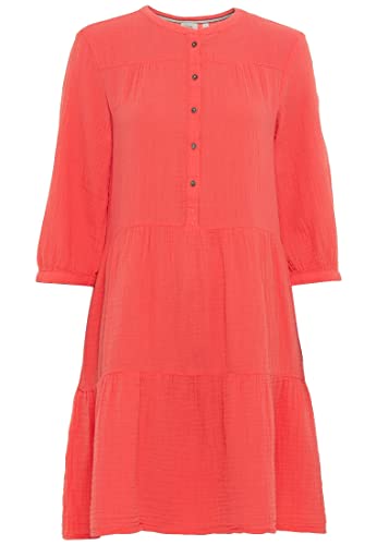 camel active Damen Musselin Stufenkleid mit Knopfleiste Coral, Womenswear-L von camel active