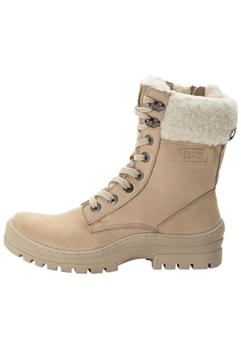 camel active Damen Stiefel aus Nubukleder mit warmem Wollfutter Beige, womenswear-41 von camel active