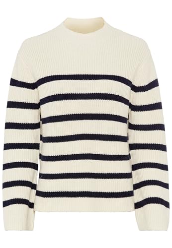 camel active Damen Damen Pullover – Langarm | Strickpulli | Baumwolle | Regular Fit Weiß-Blau, Womenswear-XS von camel active