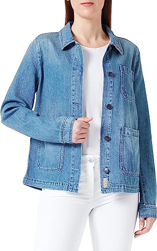 camel active Damen Denim Worker Jacke mit Hemdkragen Blau, womenswear-44 von camel active