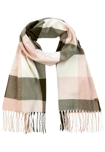 camel active Damen Feiner Webschal mit kariertem Muster Grün Beige, womenswear-OS von camel active