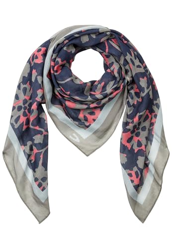 camel active Damen Gemusterter Schal aus einer Baumwollmischung Blau-Grau, womenswear-OS von camel active