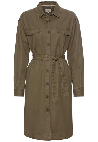 camel active Damen Hemdblusenkleid mit Stoffbindegürtel Dunkel Khaki, Womenswear-XXL von camel active