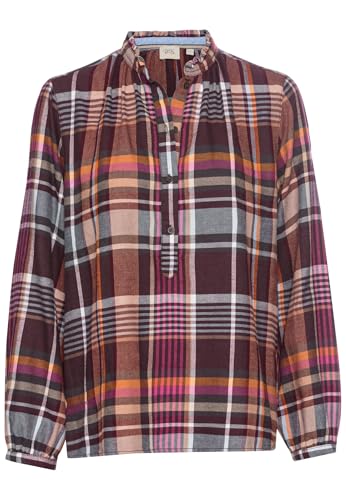 camel active Damen Karobluse mit Stehkragen Rot-Lila, Womenswear-XXL von camel active