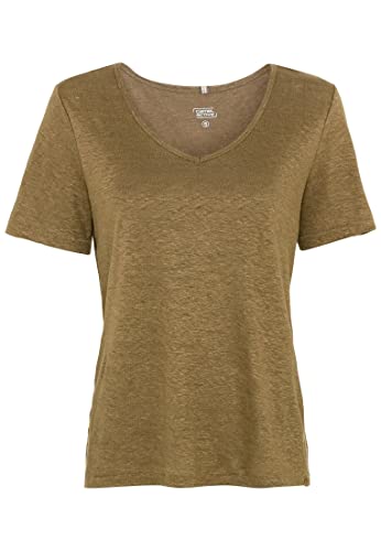 camel active Damen Kurzarm T-Shirt aus Leinen Oliv Womenswear-L von camel active