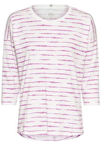 camel active Damen Langarmshirt aus Reiner Baumwolle Lila-Weiß, Womenswear-M von camel active