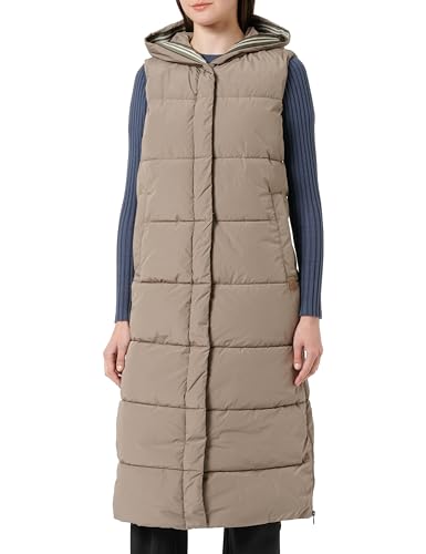 camel active Damen Lange Steppweste aus recyceltem Polyester Braun, womenswear-40 von camel active