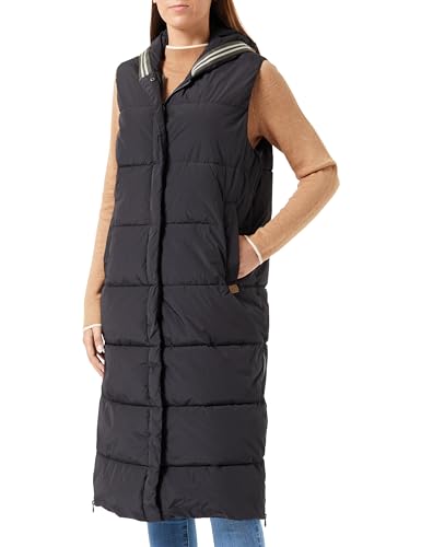 camel active Damen Lange Steppweste aus recyceltem Polyester Schwarz, womenswear-42 von camel active
