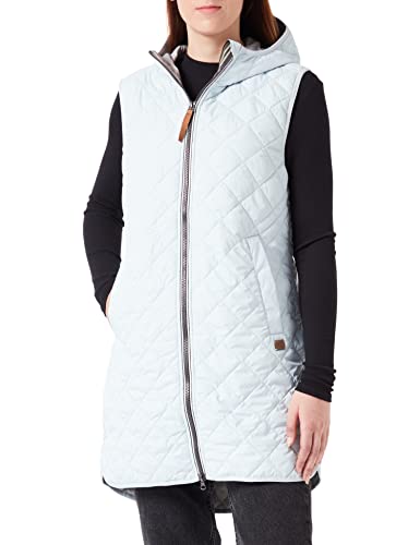 camel active Damen Lange Steppweste mit Kapuze aus Recyceltem Polyester Vest, Hellblau, 38 von camel active