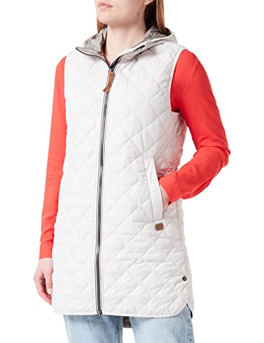 camel active Damen Lange Steppweste mit Kapuze aus Recyceltem Polyester Vest, Beige, 38 von camel active