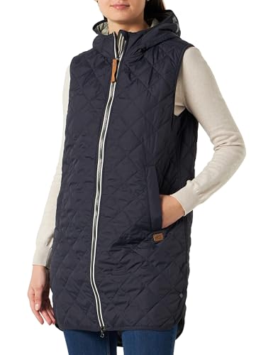 camel active Womenswear Damen Lange Steppweste mit Kapuze aus recyceltem Polyester Vest, Dunkelblau, 34 von camel active