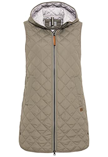 camel active Damen Lange Steppweste mit Kapuze aus Recyceltem Polyester Vest, Oliv, 38 von camel active