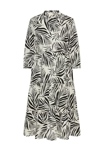 camel active Damen Mittellanges Sommerkleid mit Allover-Print AOP schwarz/weiß, Womenswear-L von camel active