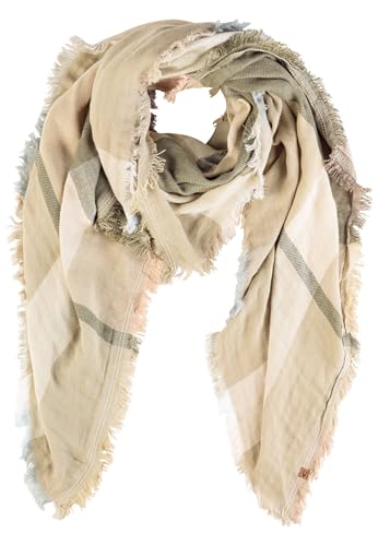 camel active Damen Modetuch aus softem Baumwollmix Grün-Beige, womenswear-OS von camel active
