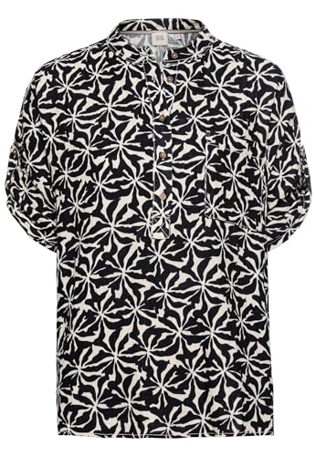 camel active Damen Musselin Schlupfbluse im Allover-Print Dunkelblau-Weiß, Womenswear-L von camel active
