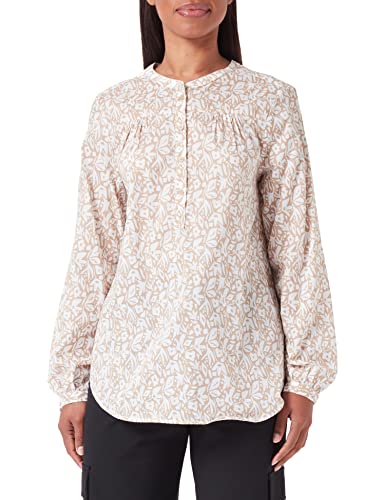 camel active Damen Schlupfbluse mit Allover-Blumenprint Hellbraun-weiß, Womenswear-M von camel active