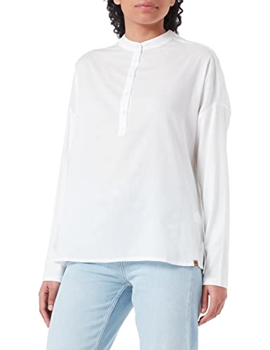 camel active Damen Schlupfbluse mit Jerseyeinsatz Weiß, Womenswear-XXL von camel active