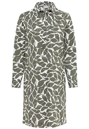 camel active Damen Schlupfkleid mit Langen Ärmeln Olive-Weiß, Womenswear-L von camel active