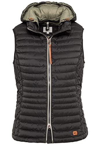 camel active Damen wasser- und windabweisende Steppweste mit abnehmbarer Kapuze in Schwarz, Dunkelblau und Rot Schwarz womenswear-40 von camel active