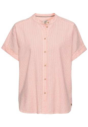 camel active Damen Streifenbluse aus Leichter Seersucker-Baumwolle Rot-weiß, Womenswear-S von camel active