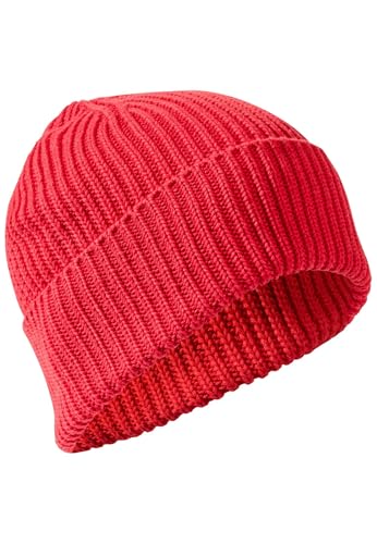 camel active Damen Strick-Beanie aus Reiner Baumwolle Hellrot, Womenswear-OS von camel active